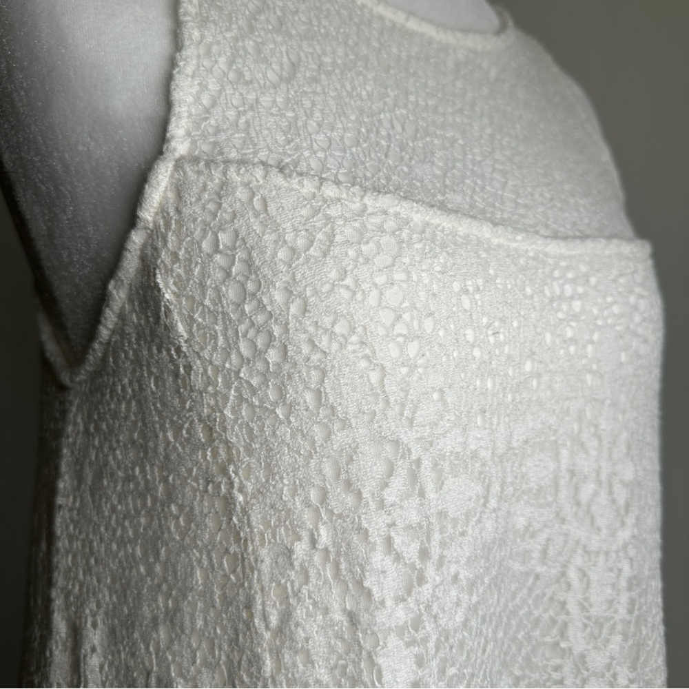 Free People Sleeveless Lace Mini Dress Back Cutout Ivory Wedding Party - Picture 6 of 13